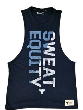 Under Armour Project Rock Sweat Equity Tank Top Navy Blue Size Large GUC